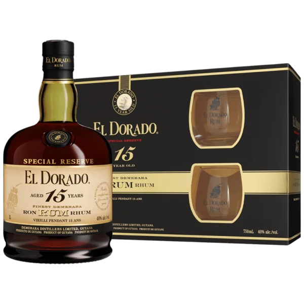 El Dorado 15 Year Old Gift Pack (750ml W/ 2 Glasses) - Naughty Grape